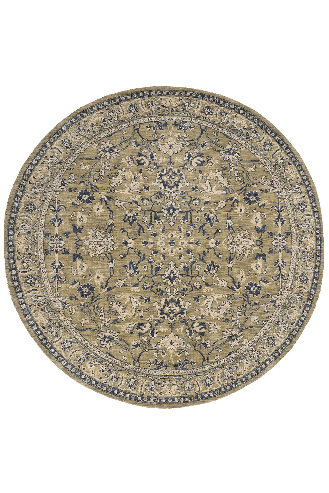 Nain Olive Hand Knotted Wool Oriental Area Rug