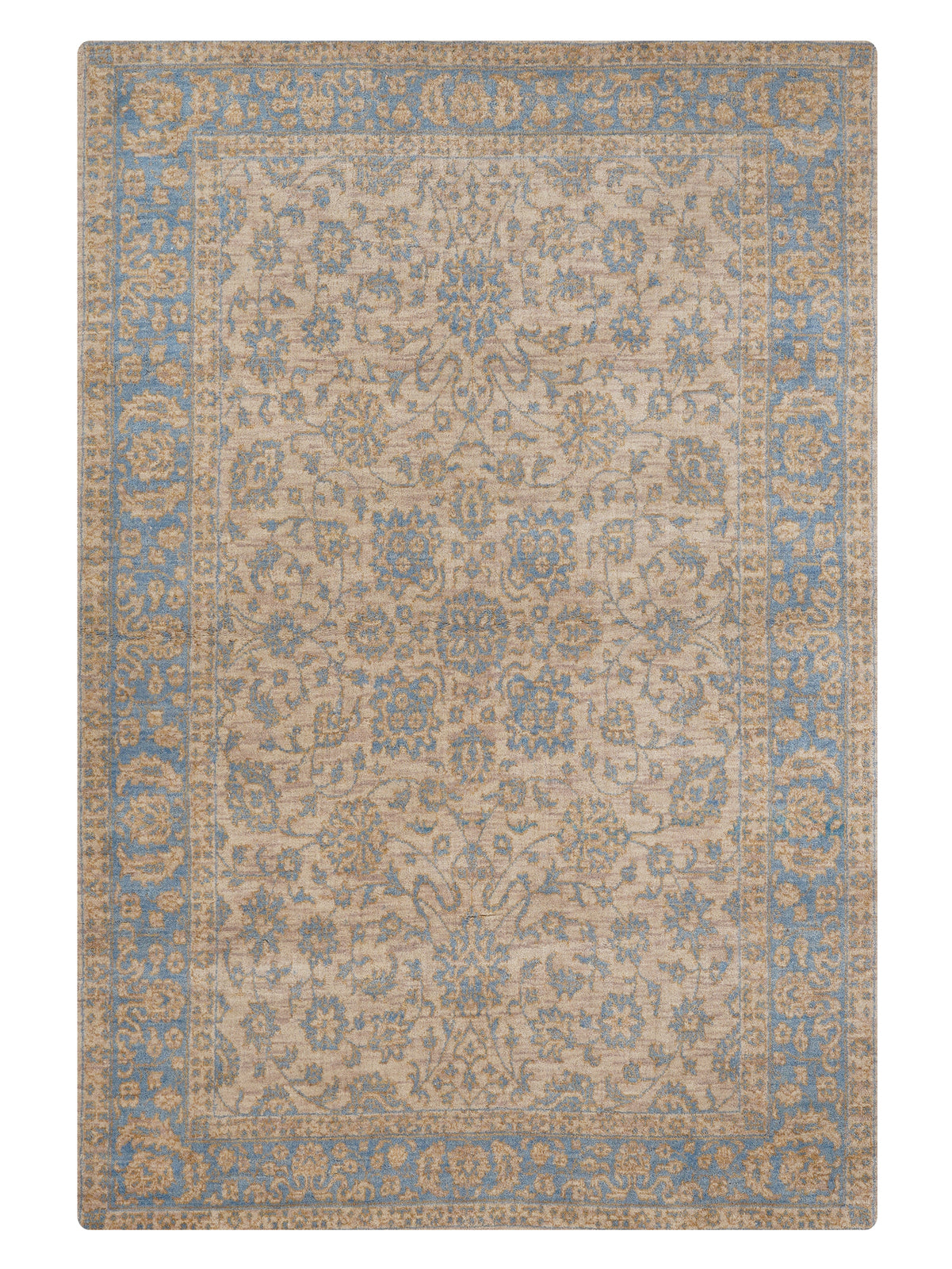 Sahara Blue Hand Knotted Wool Oriental Area Rug
