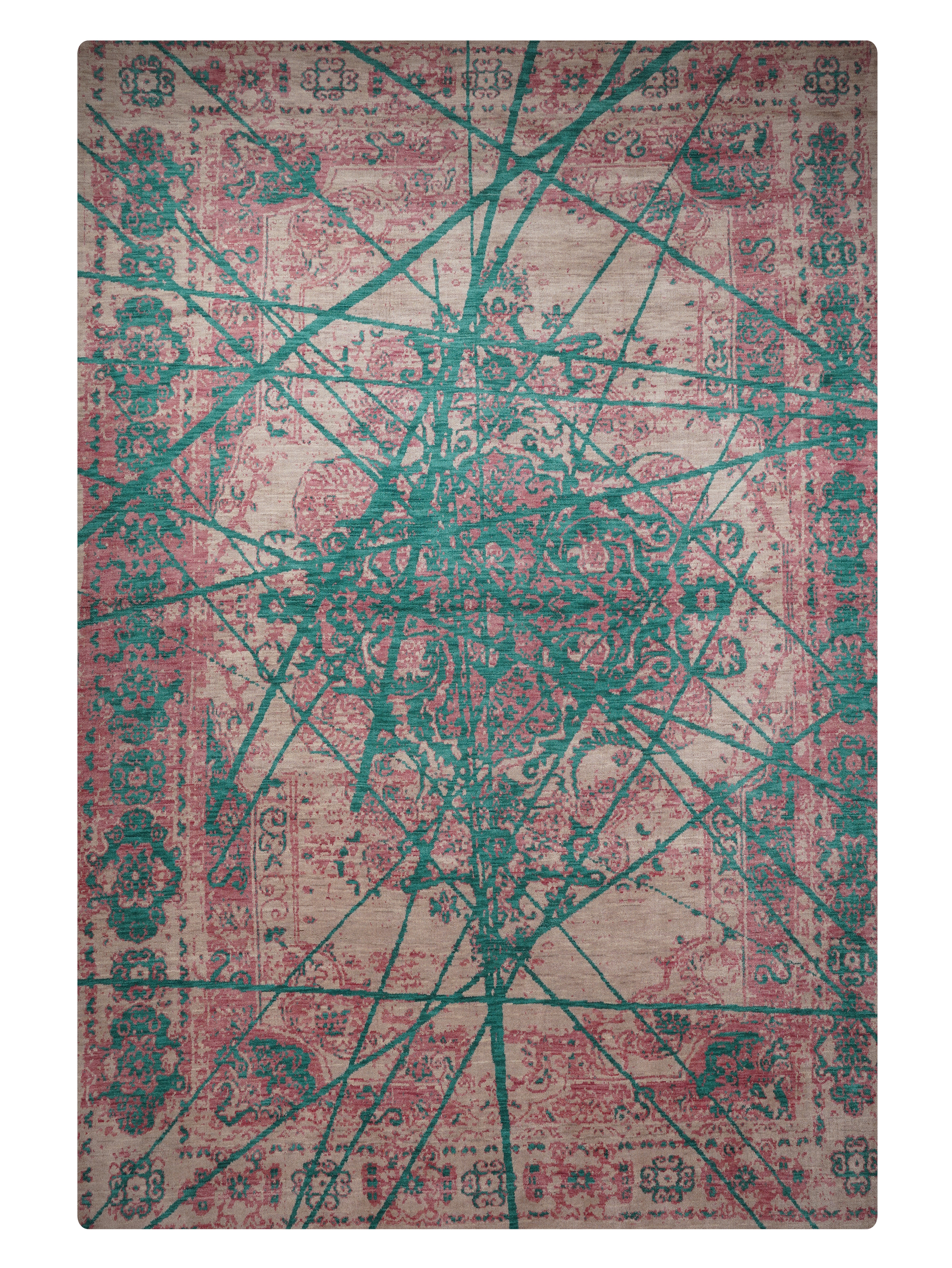 Teal Reverie Hand Knotted Oriental Wool Area Rug