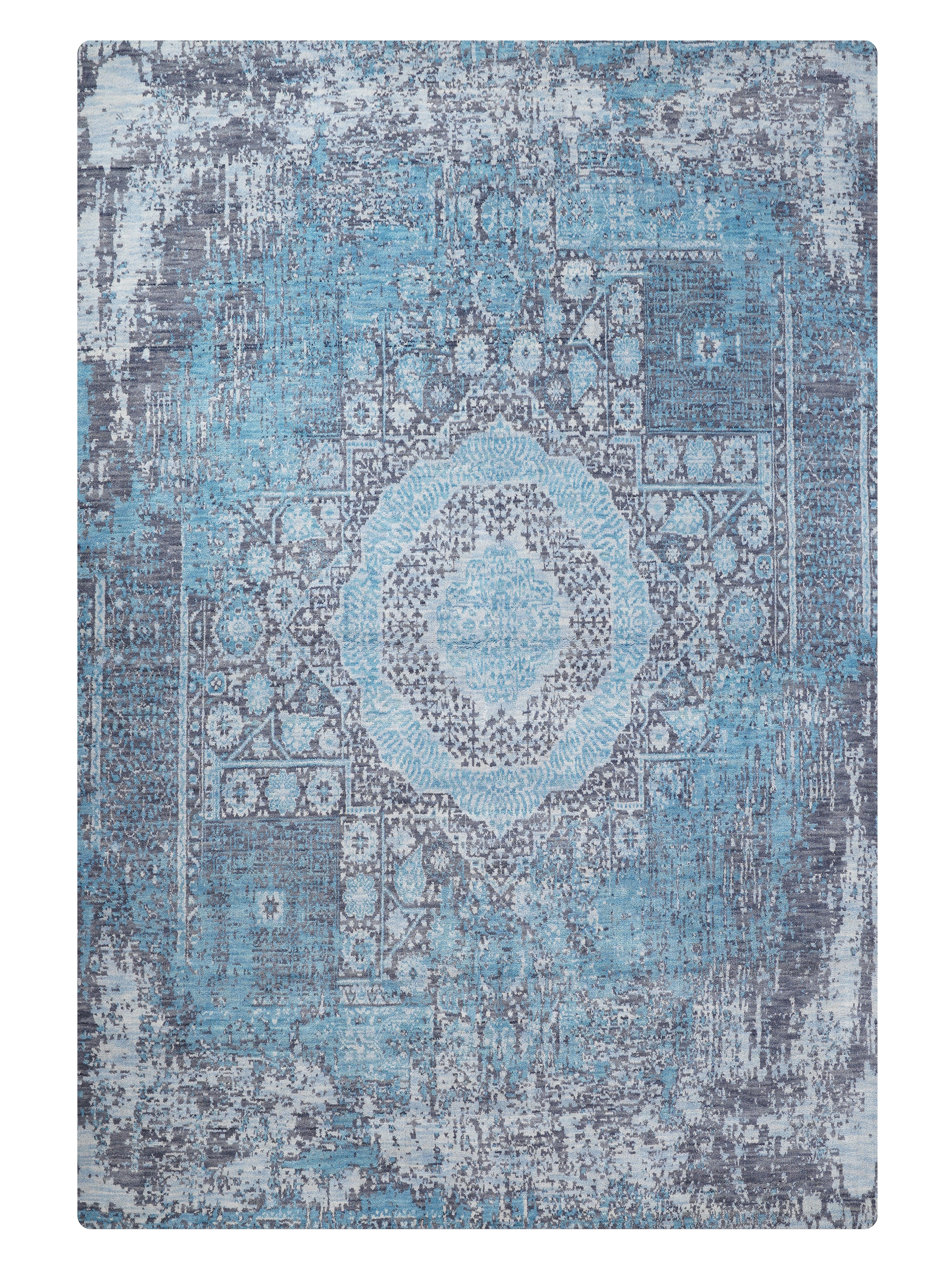 Blue Reverie Hand Knotted Wool Oriental Area Rug