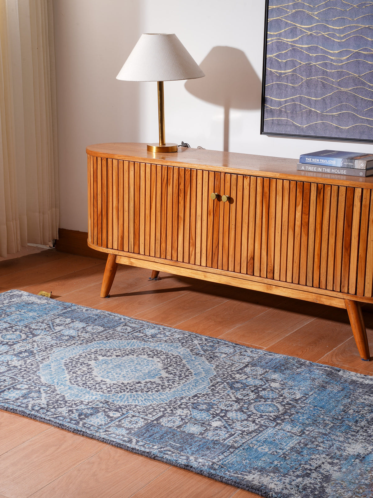 Blue Reverie Hand Knotted Wool Oriental Area Rug