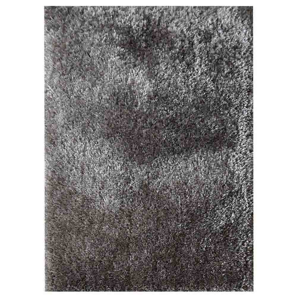 Solid Gray Shag Polyester Area Rug