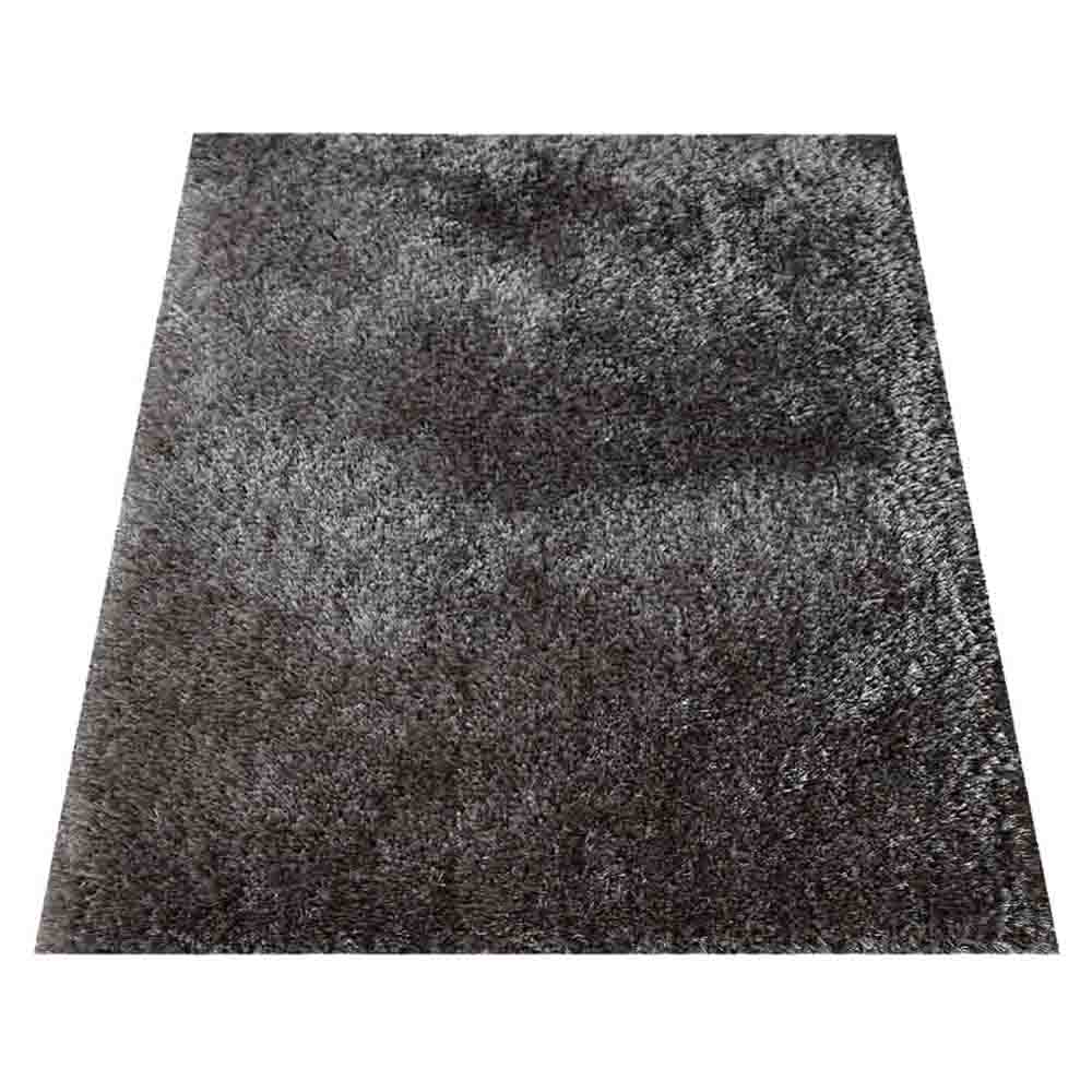 Solid Gray Shag Polyester Area Rug