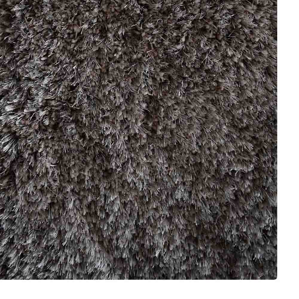 Solid Gray Shag Polyester Area Rug