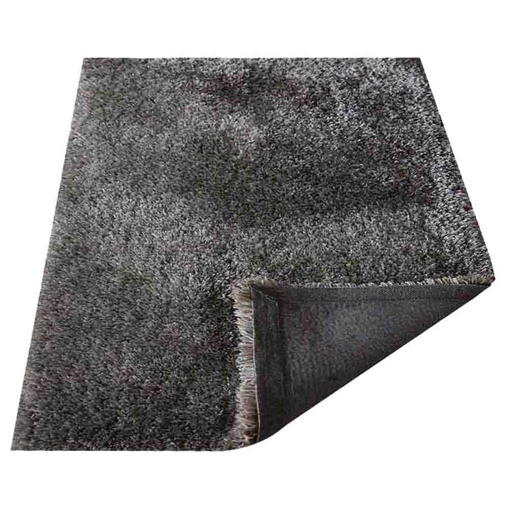 Solid Gray Shag Polyester Area Rug