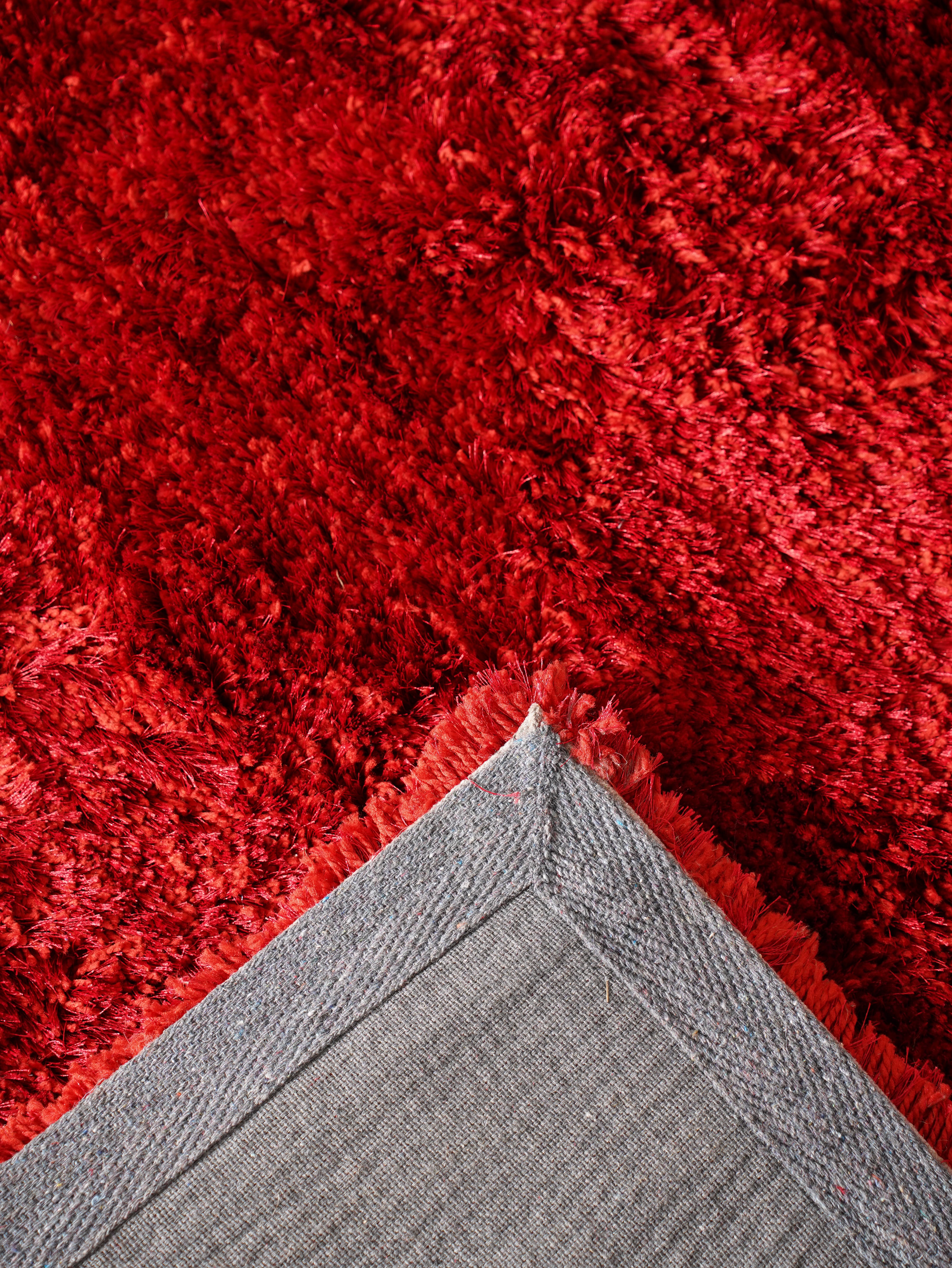 Laal Shag Polyester Area Rug
