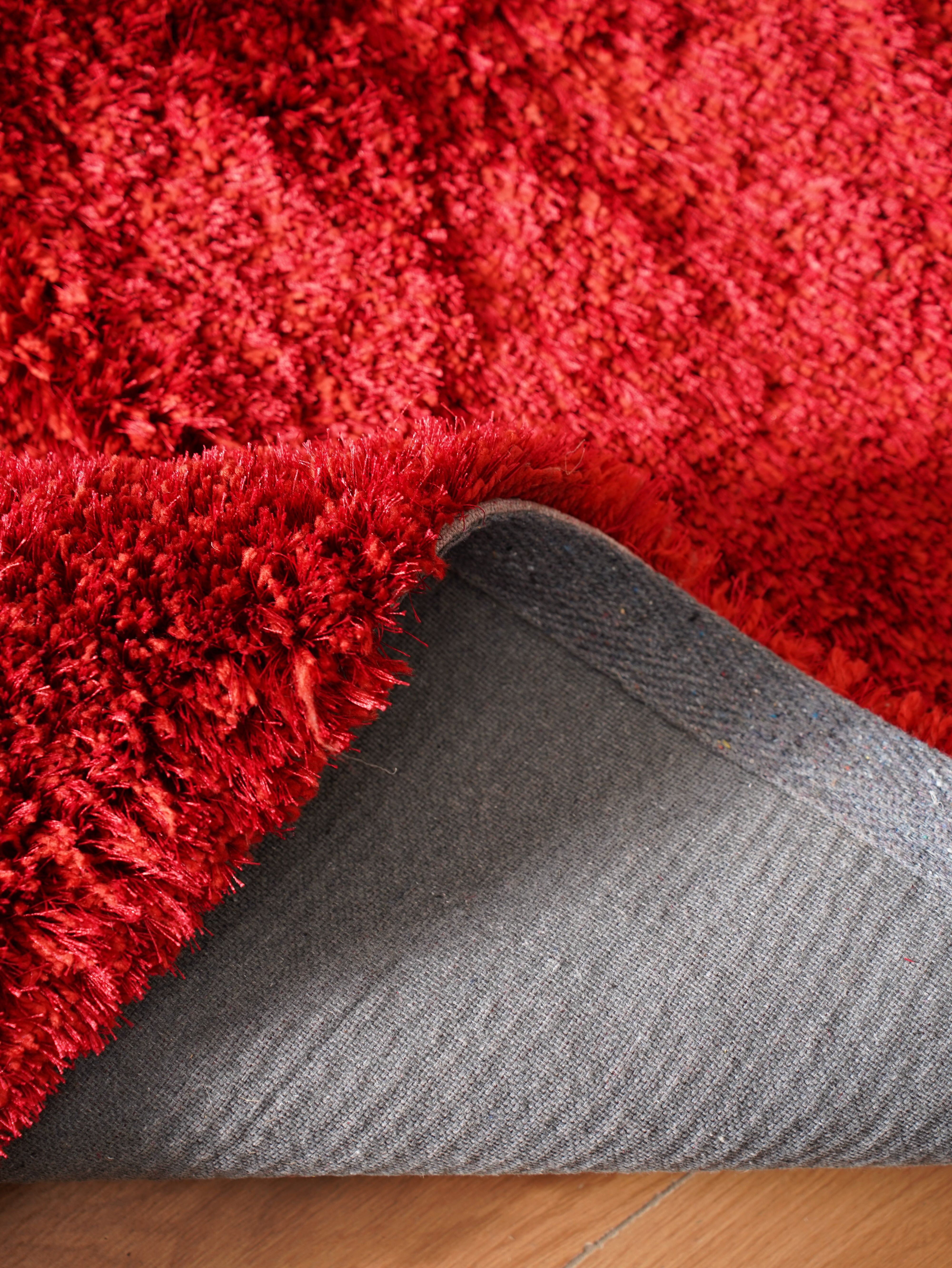 Laal Shag Polyester Area Rug