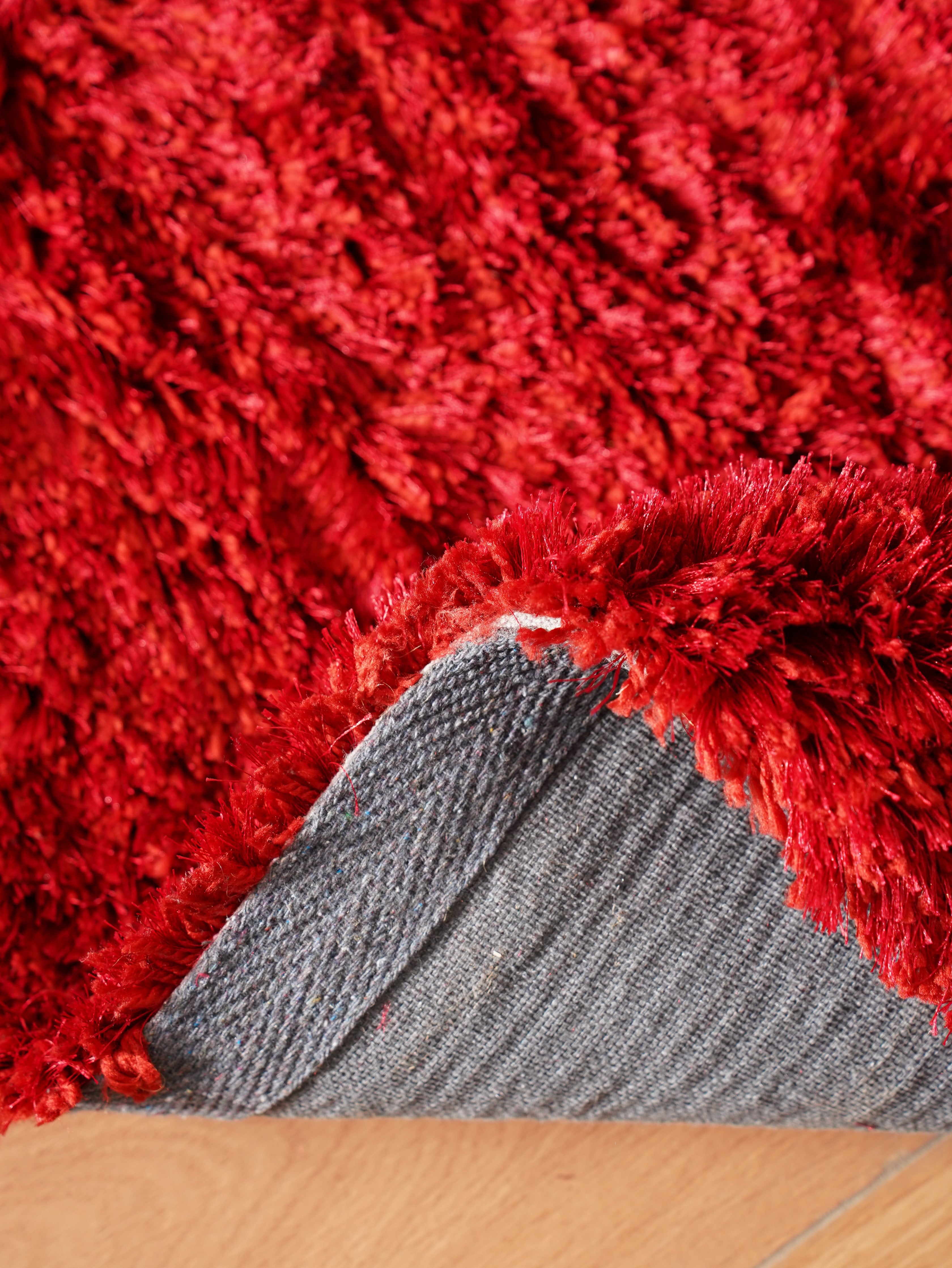 Laal Shag Polyester Area Rug