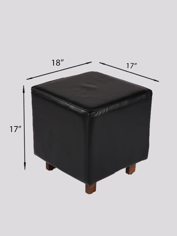 The Esquire Rest – Handcrafted Buffalo Leather Stool | Brown & Black | Wooden Legs | Compact Design
