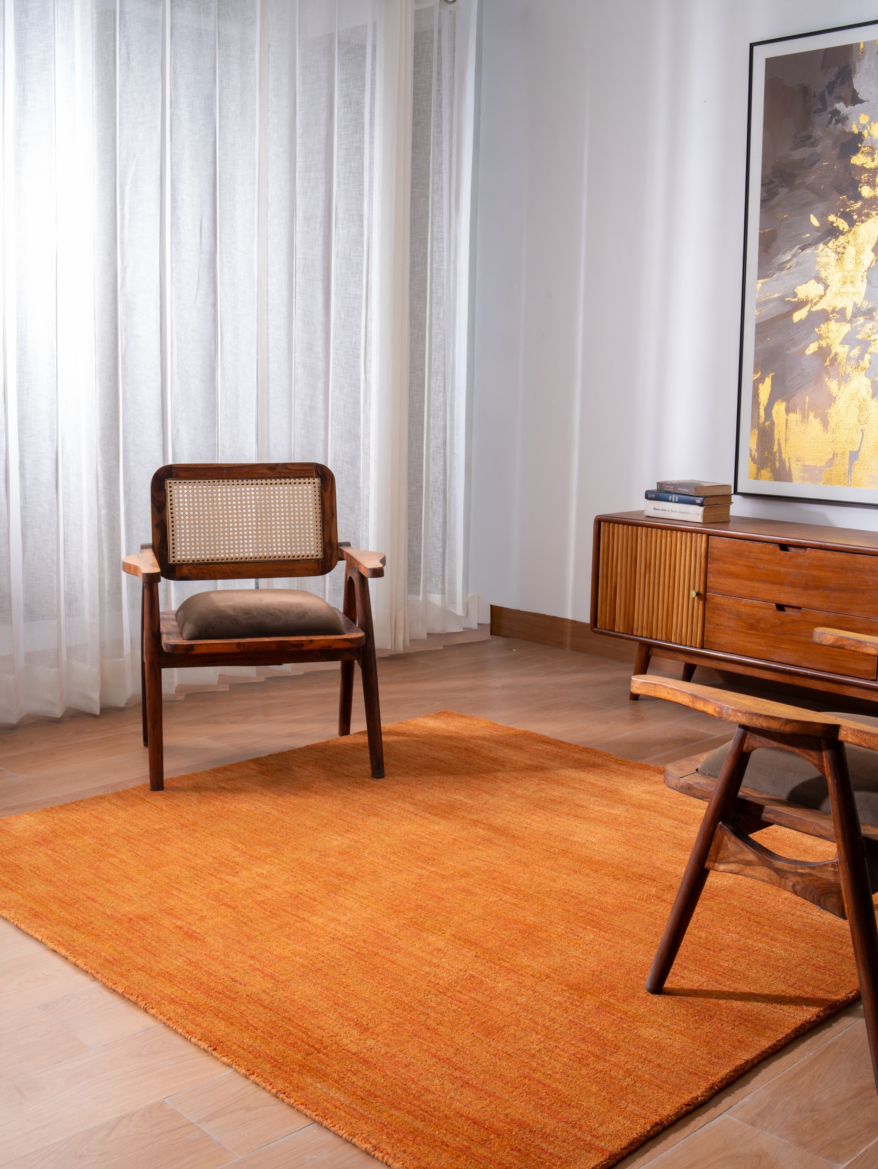 Solid Hand Knotted Wool Rug