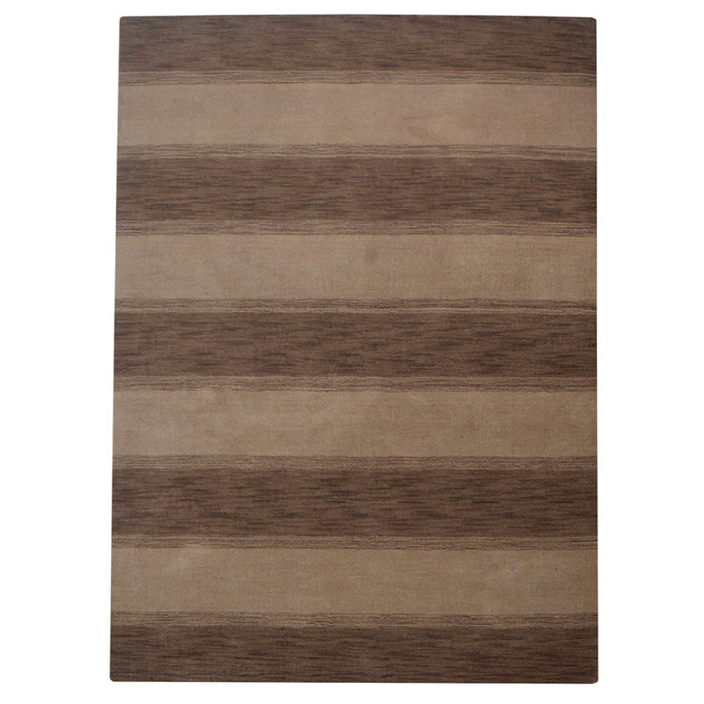 Brown Beige Hand Knotted Wool Rug