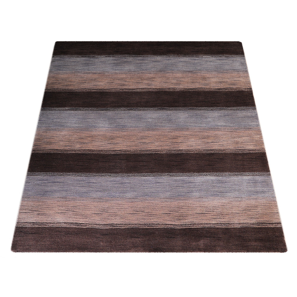 Brown Beige Hand Knotted Wool Rug