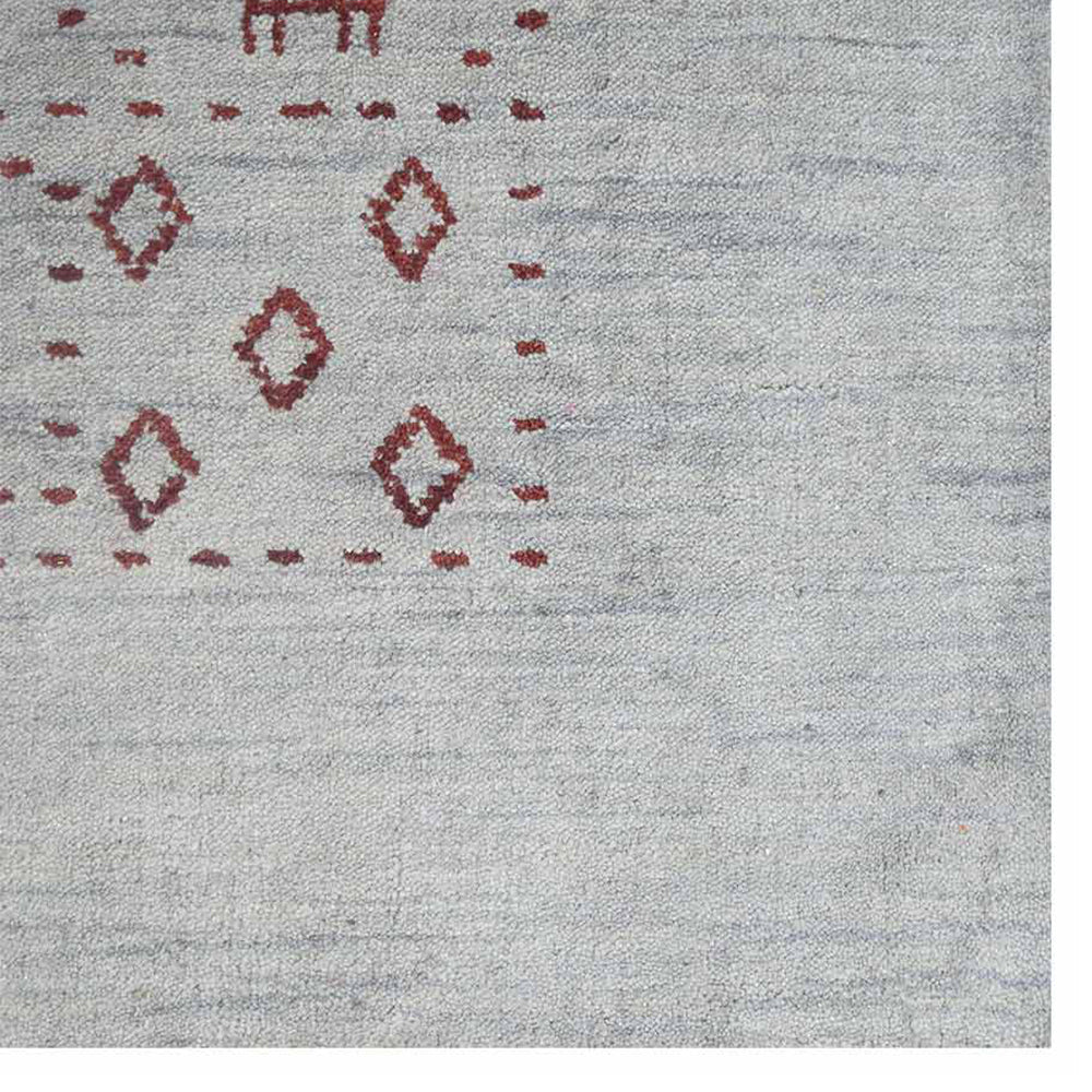 Hand Knotted Loom Wool Area Rug Contemporary Red