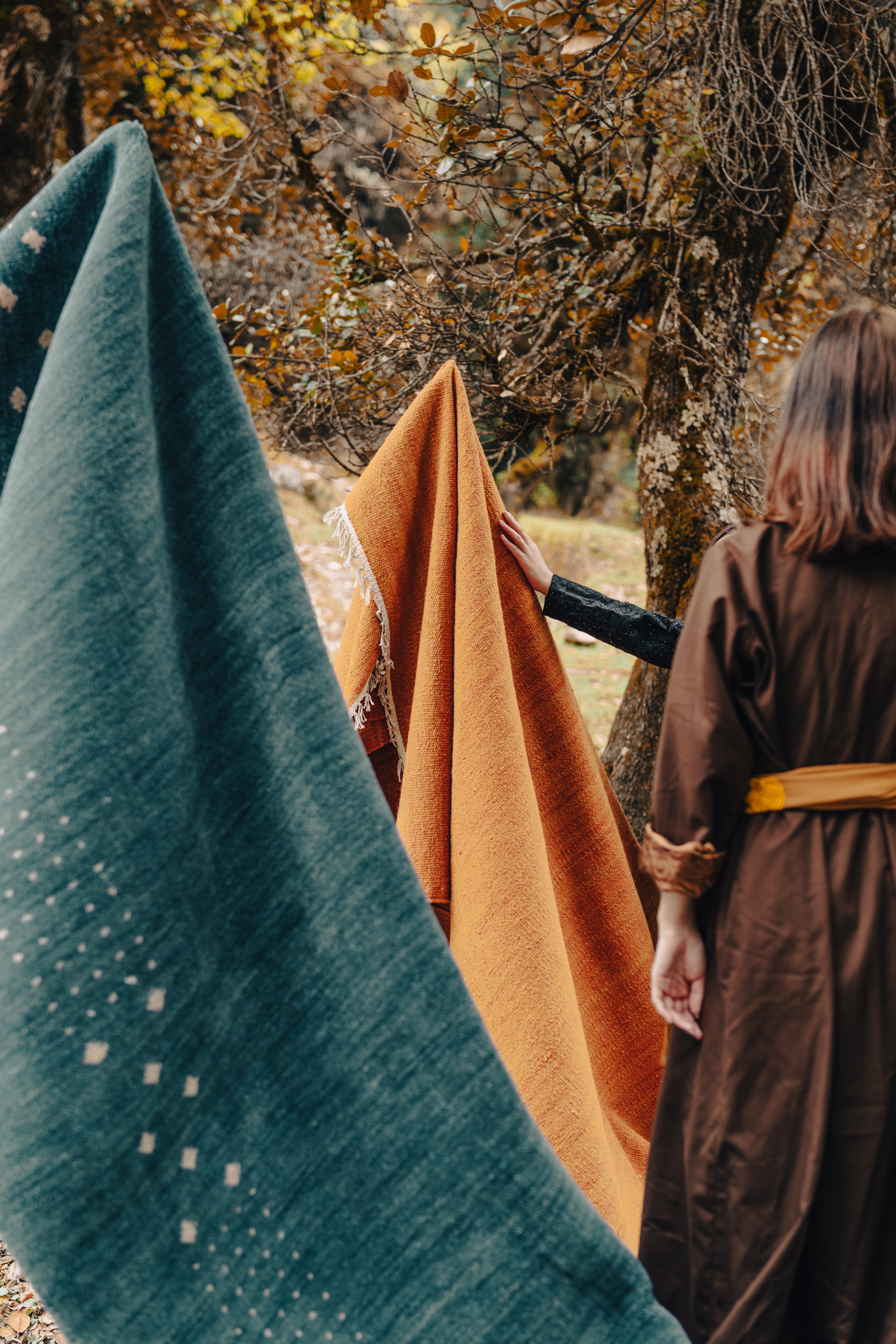 Teal Hand Knotted Wool Rug