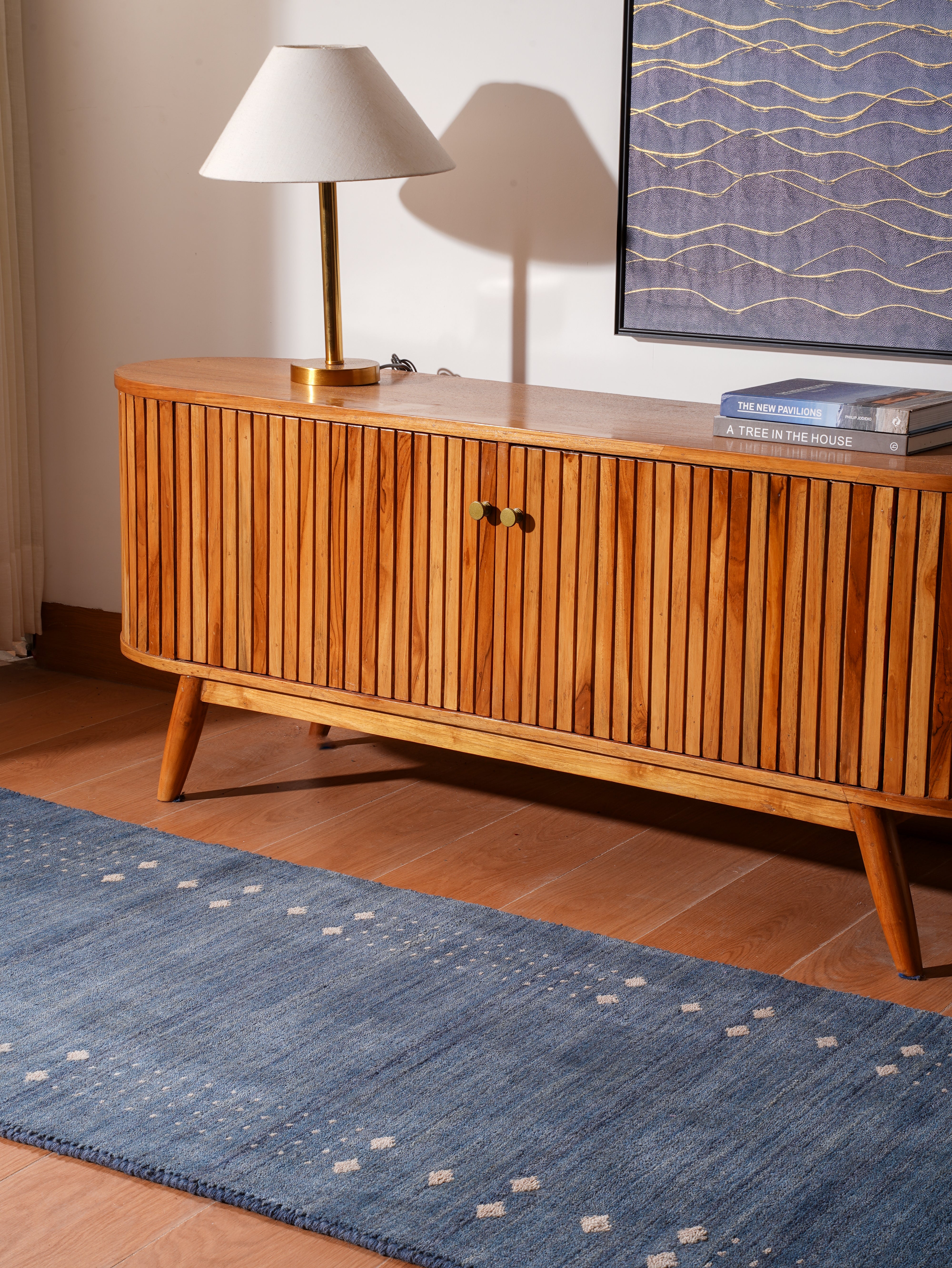 Teal Hand Knotted Wool Rug