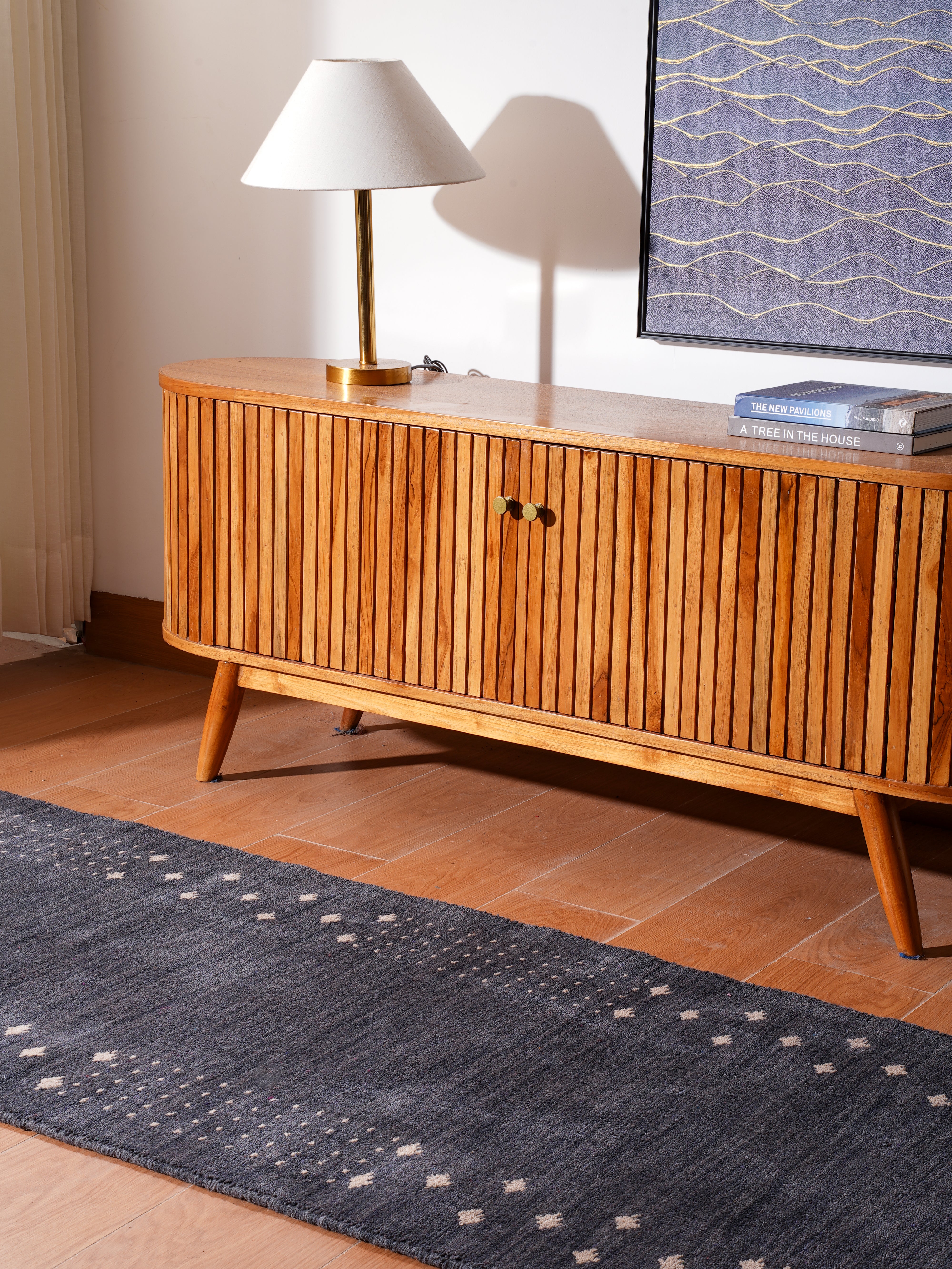 Teal Hand Knotted Wool Rug