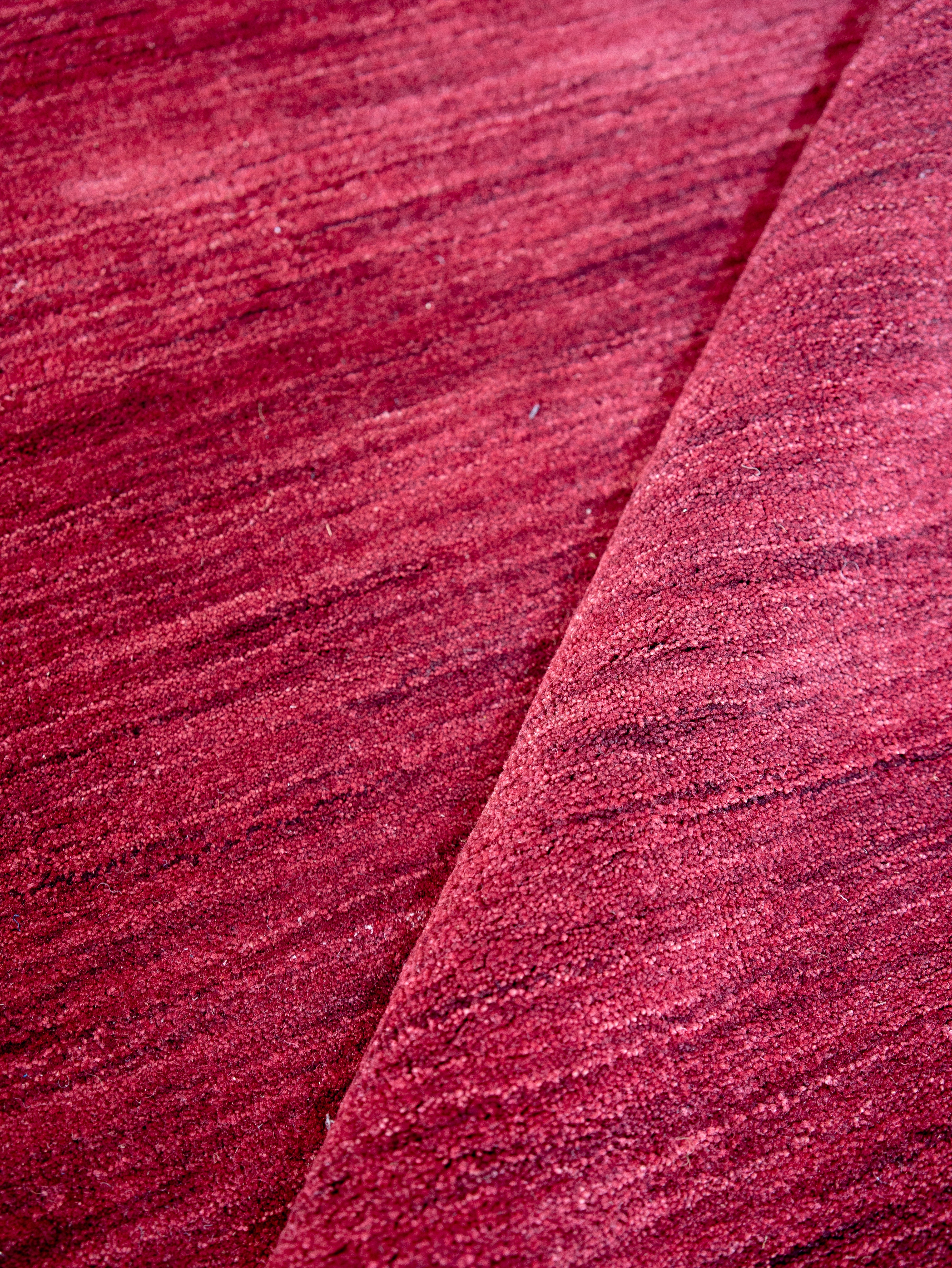 Red Solid Hand Knotted Wool Rug