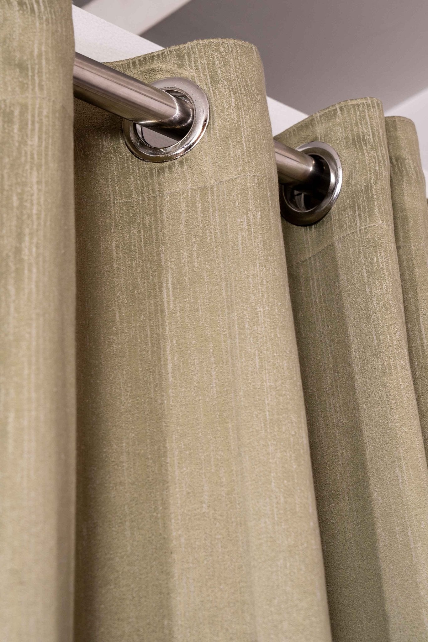 Light Green Curtains - Poly Cotton Jacquard Fabric, Plain Solid Texture, Set of 2 Panels - BBH HOMES LLC