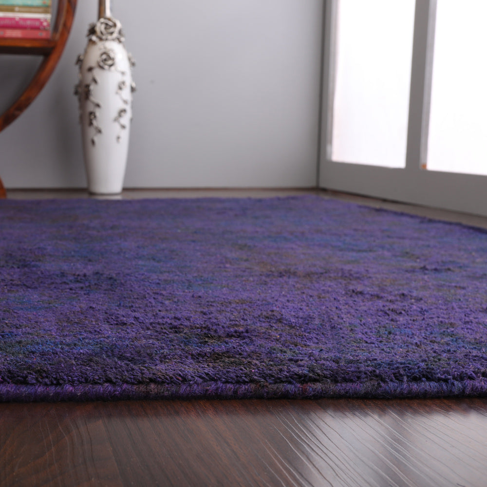 Solid Hand Knotted Silk & Wool Rug