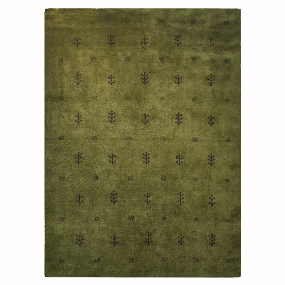 Iver Hand Knotted Silk & Wool Green Area Rug