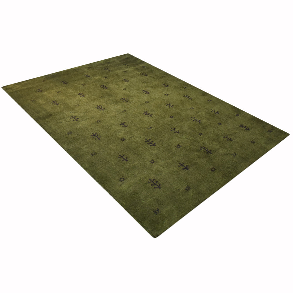 Iver Hand Knotted Silk & Wool Green Area Rug