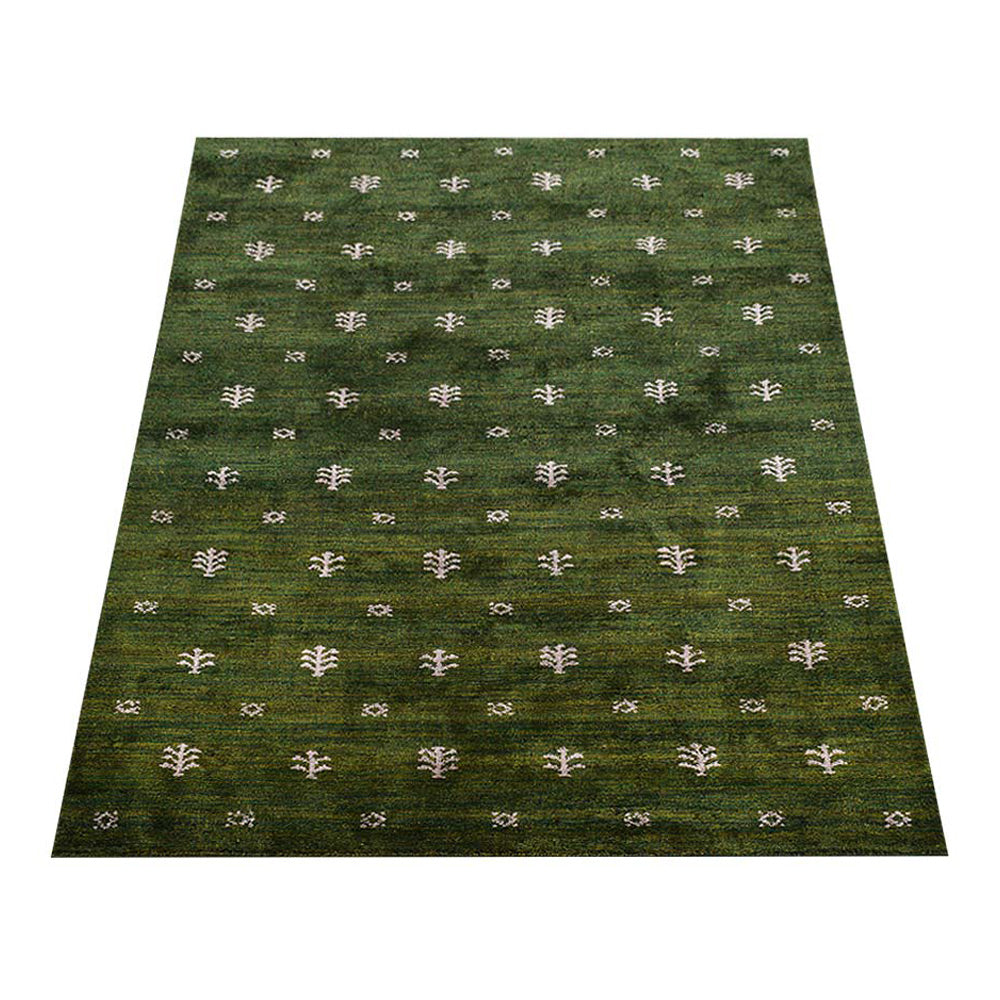 Iver Hand Knotted Silk & Wool Green Area Rug