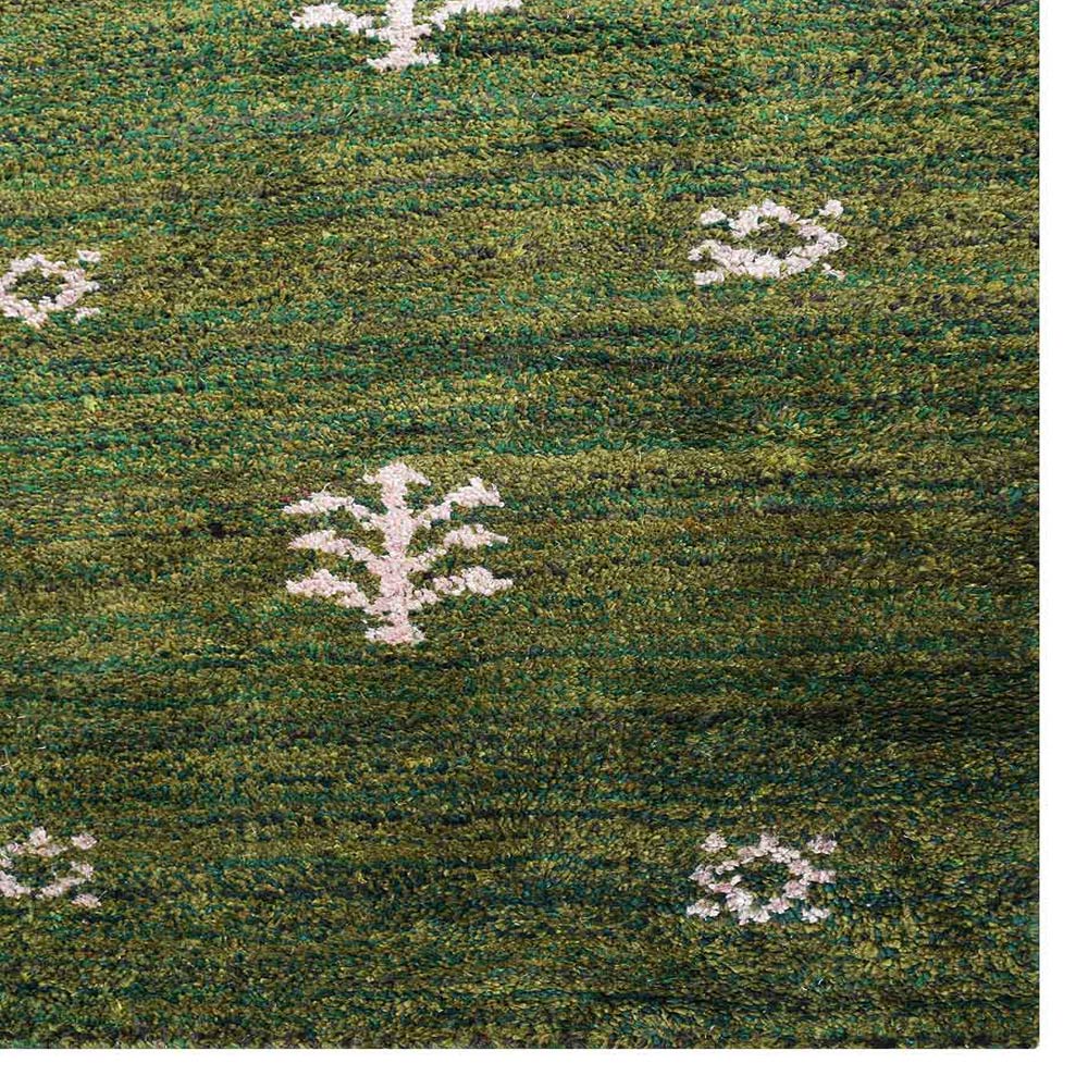 Iver Hand Knotted Silk & Wool Green Area Rug