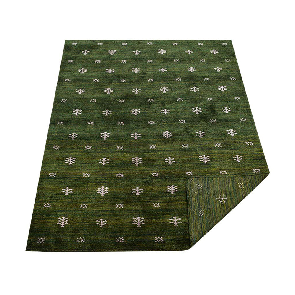 Iver Hand Knotted Silk & Wool Green Area Rug