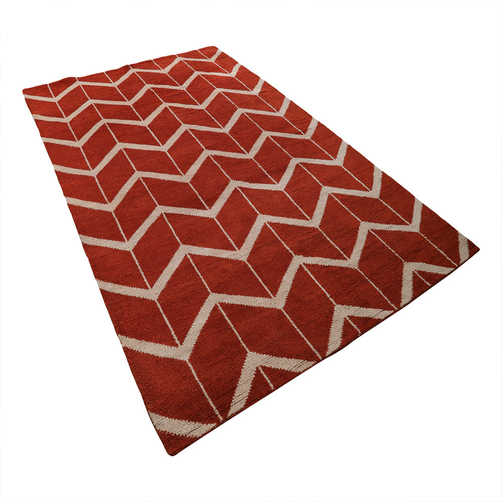 Chevron Hand Knotted Wool Area Rug