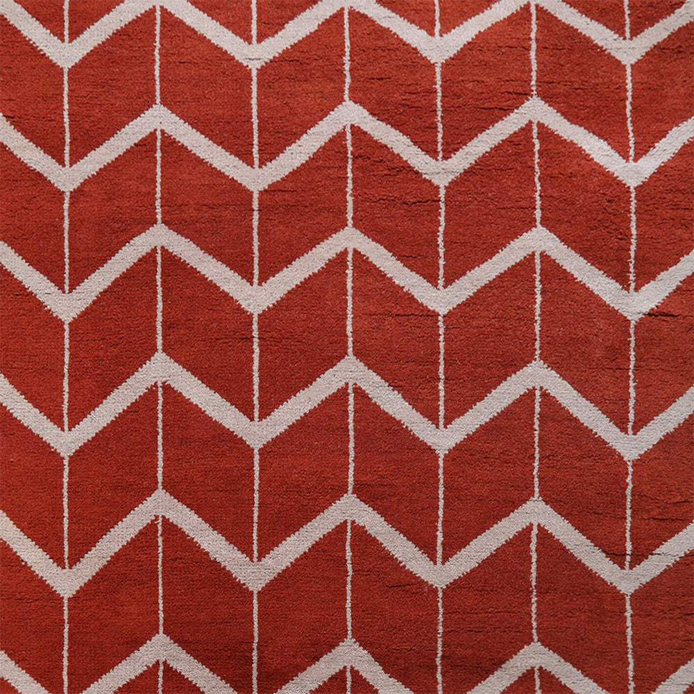 Chevron Hand Knotted Wool Area Rug