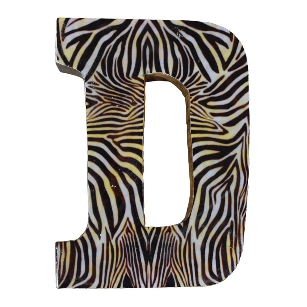 Safari Zebra Stripe Mango Wood Letter Block - BBH HOMES LLC