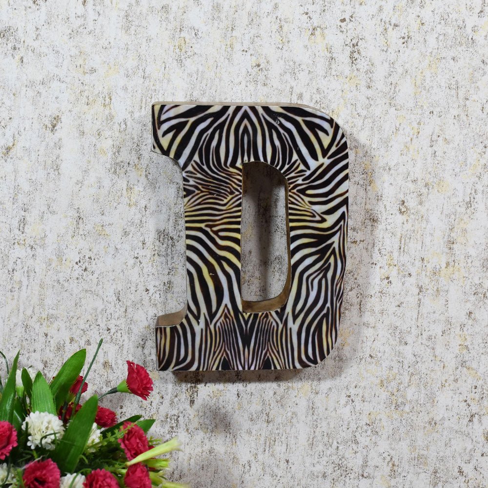 Safari Zebra Stripe Mango Wood Letter Block - BBH HOMES LLC