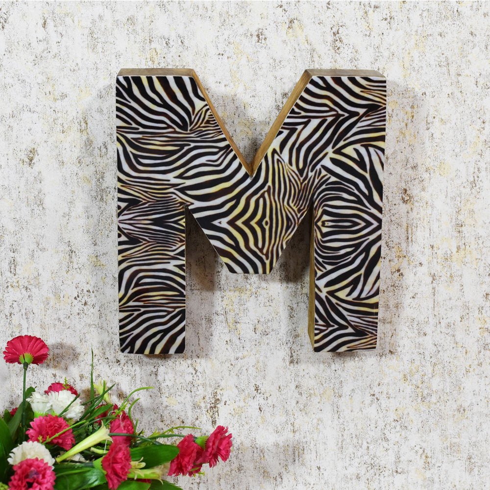 Safari Zebra Stripe Mango Wood Letter Block - BBH HOMES LLC