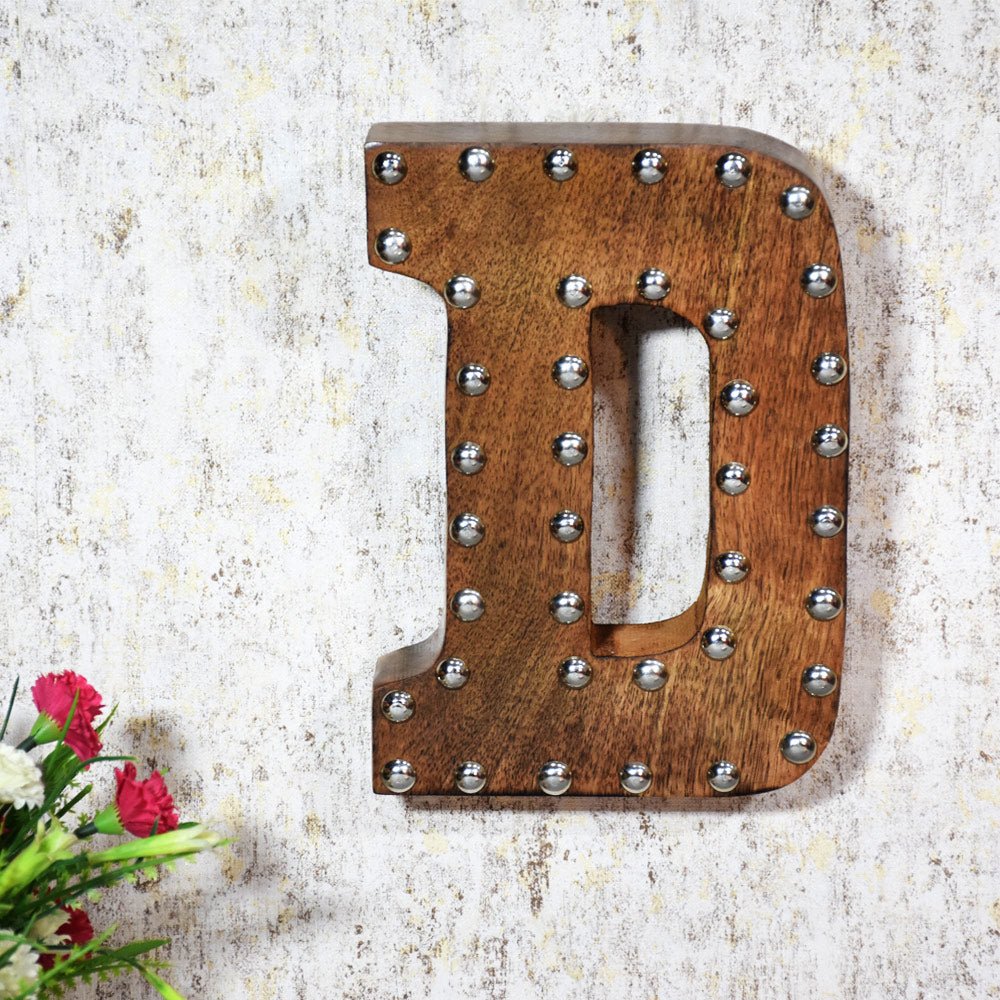 Studded Glamour Mango Wood Letter Blocks - BBH HOMES LLC