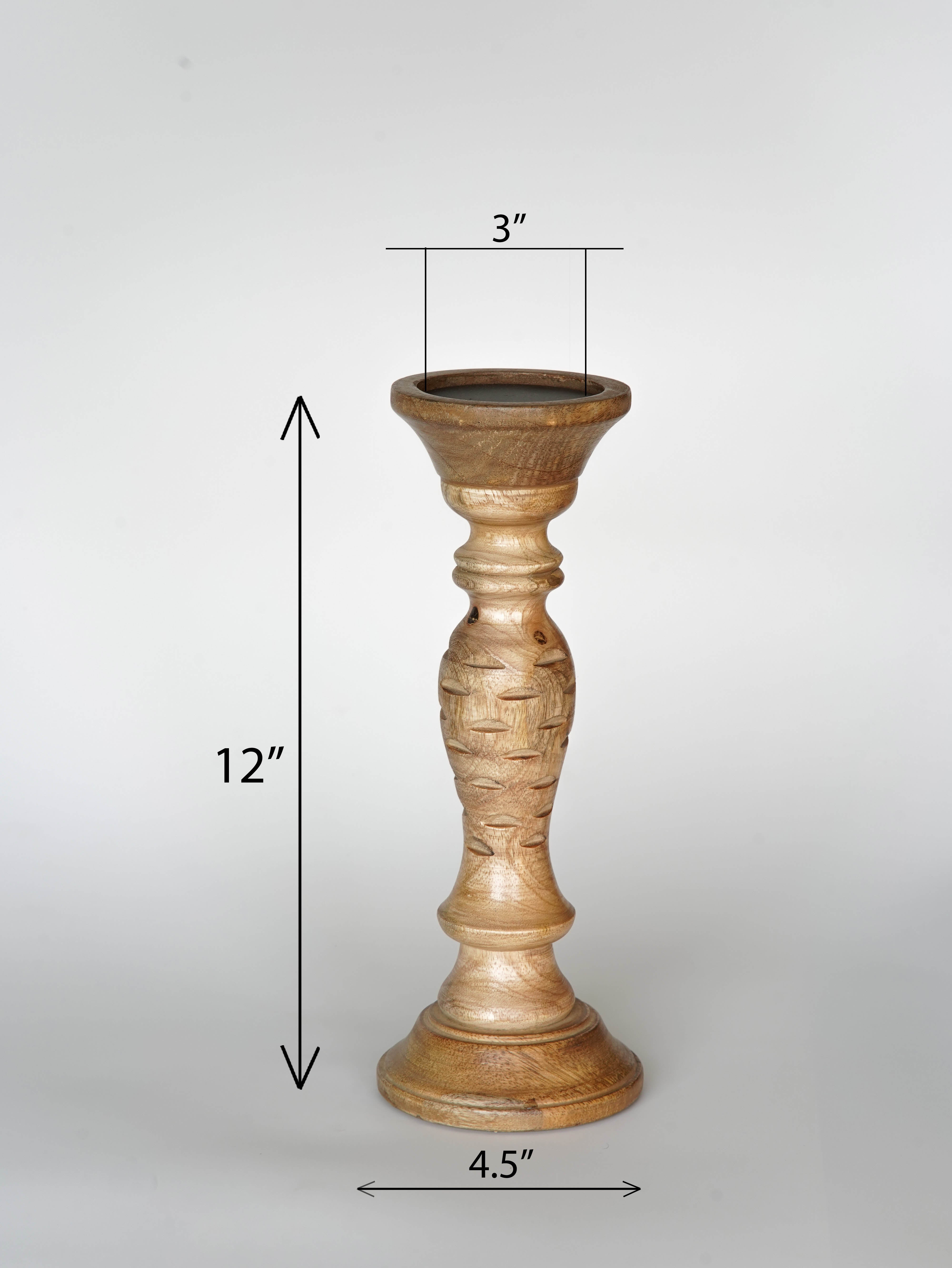 Leafscape Pillar Candle Holder - Walnut