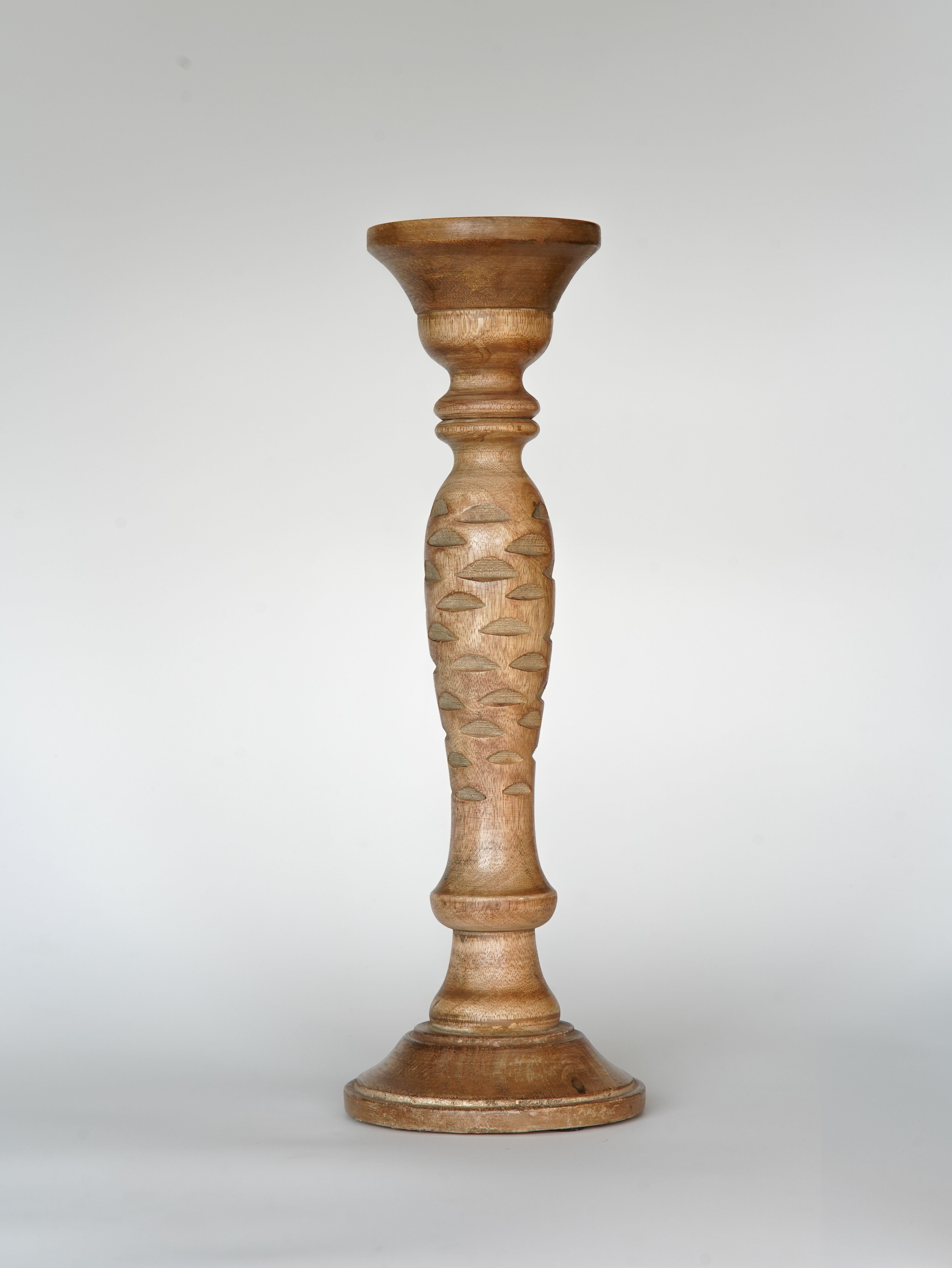 Leafscape Pillar Candle Holder - Walnut