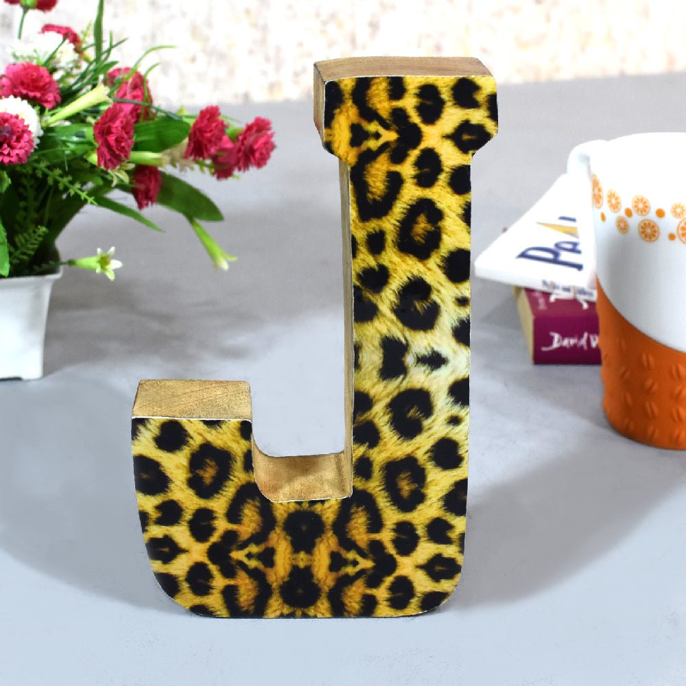 Wild Cheetah Print Mango Wood Letter Block - BBH HOMES LLC