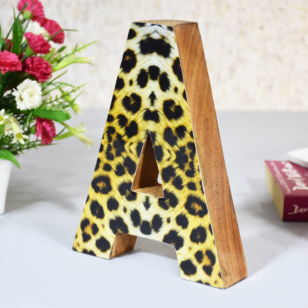 Wild Cheetah Print Mango Wood Letter Block - BBH HOMES LLC