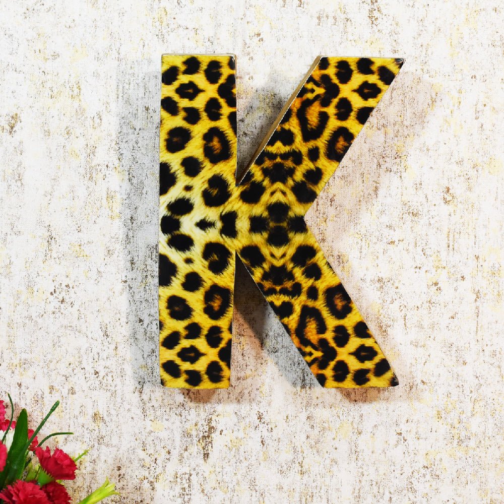 Wild Cheetah Print Mango Wood Letter Block - BBH HOMES LLC