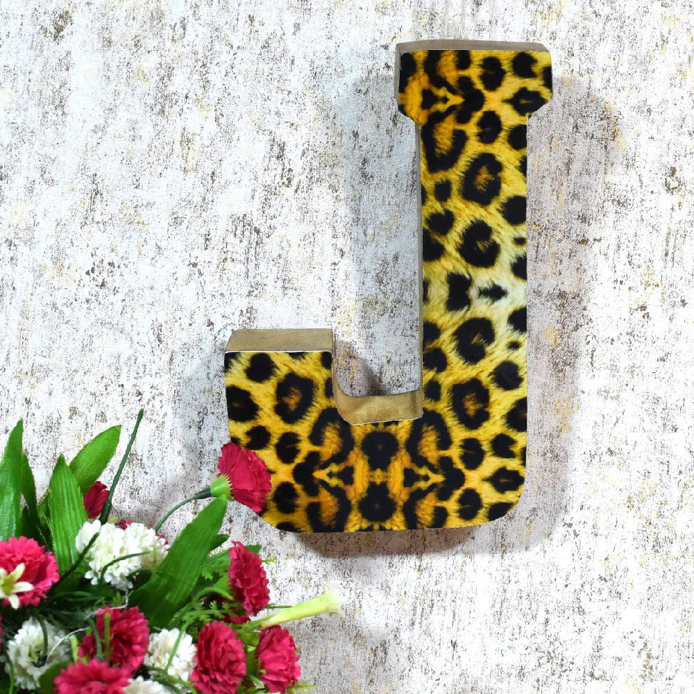 Wild Cheetah Print Mango Wood Letter Block - BBH HOMES LLC