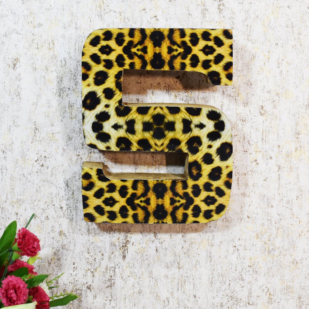 Wild Cheetah Print Mango Wood Letter Block - BBH HOMES LLC