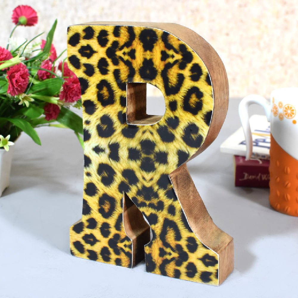 Wild Cheetah Print Mango Wood Letter Block - BBH HOMES LLC