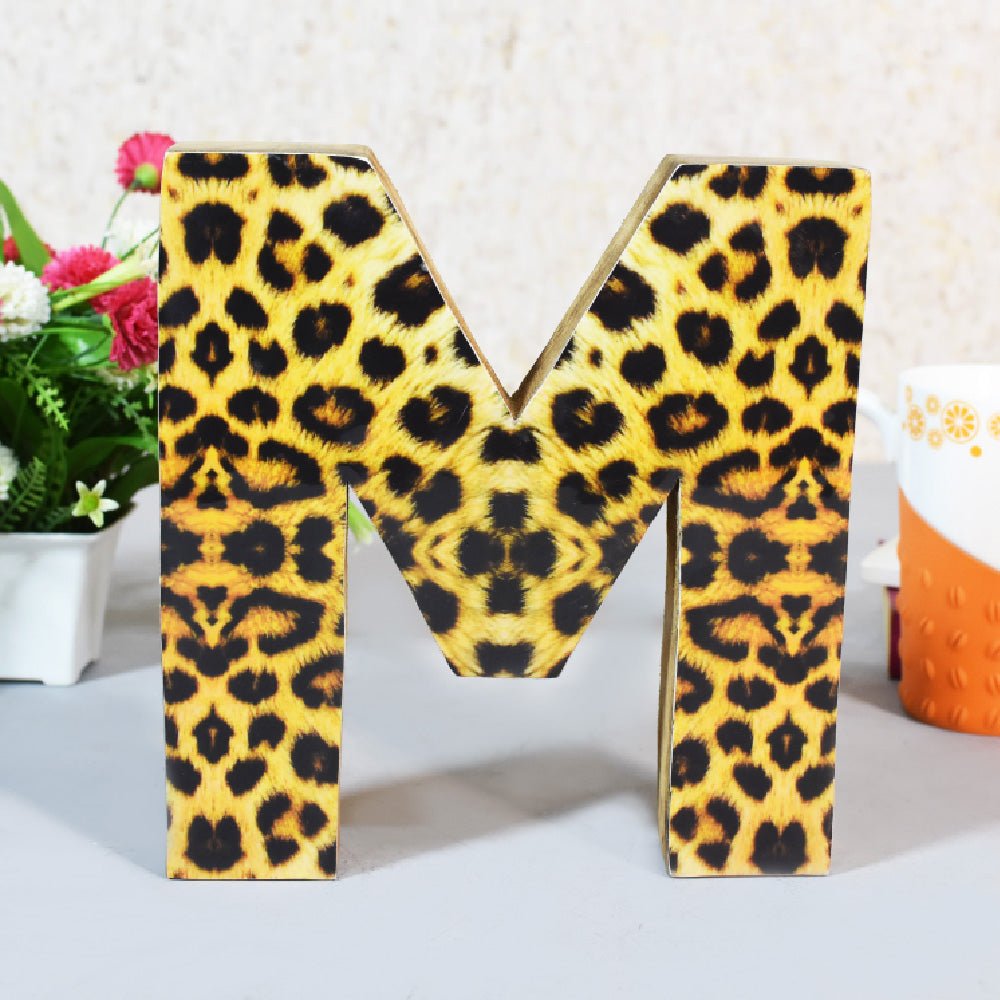 Wild Cheetah Print Mango Wood Letter Block - BBH HOMES LLC