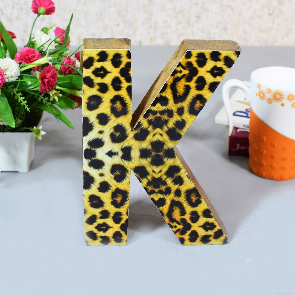 Wild Cheetah Print Mango Wood Letter Block - BBH HOMES LLC