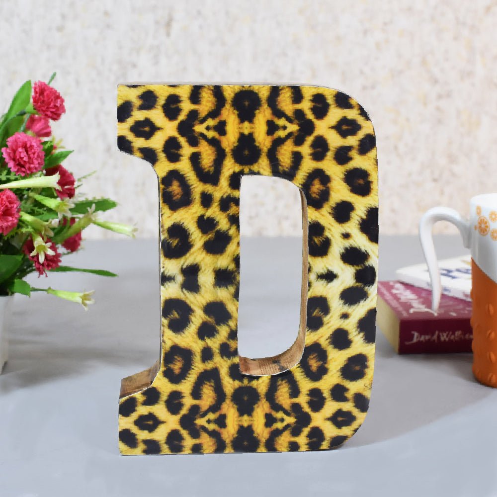 Wild Cheetah Print Mango Wood Letter Block - BBH HOMES LLC
