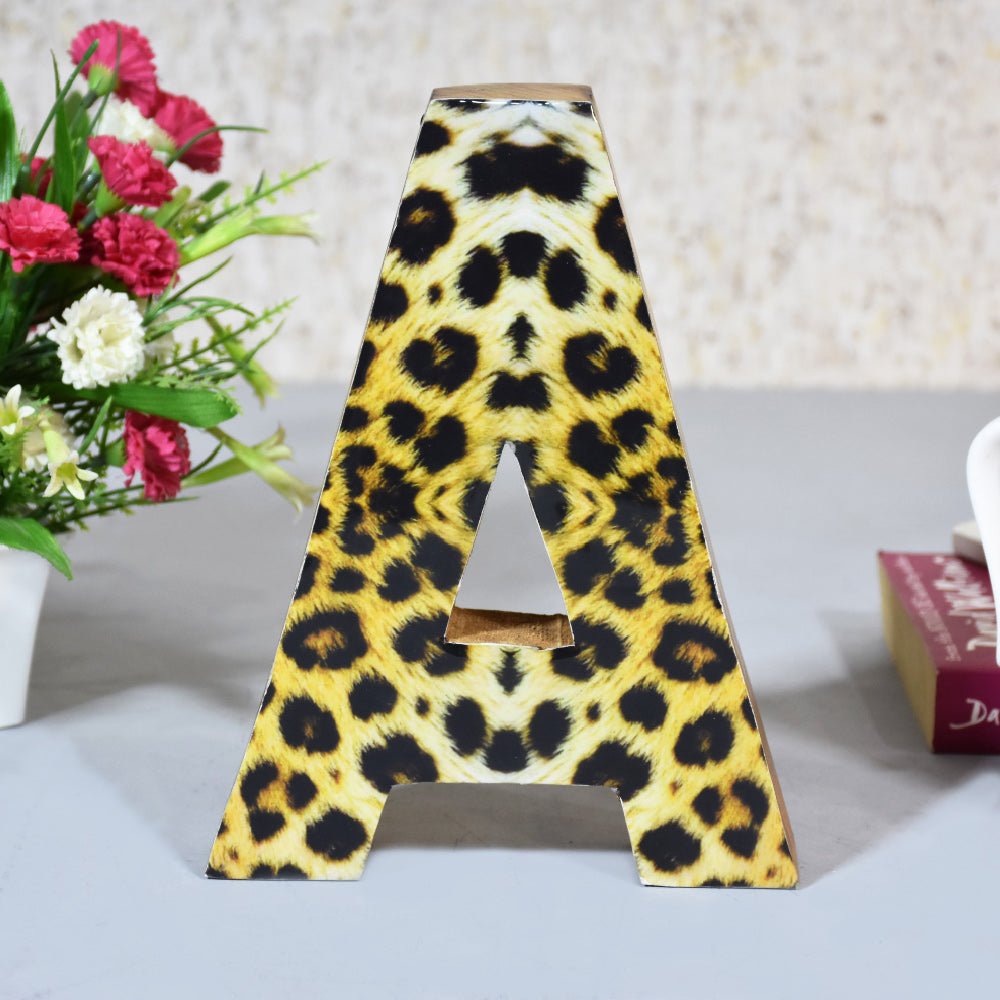 Wild Cheetah Print Mango Wood Letter Block - BBH HOMES LLC