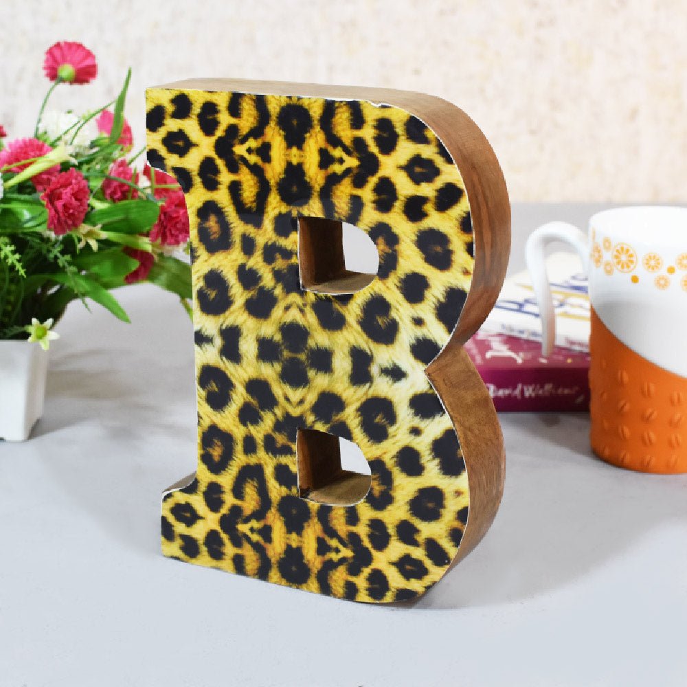 Wild Cheetah Print Mango Wood Letter Block - BBH HOMES LLC