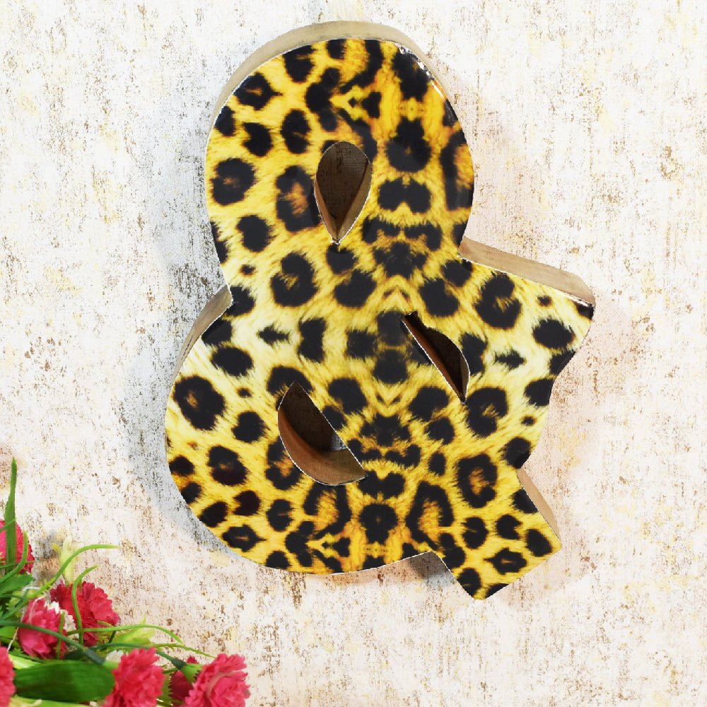 Wild Cheetah Print Mango Wood Letter Block - BBH HOMES LLC