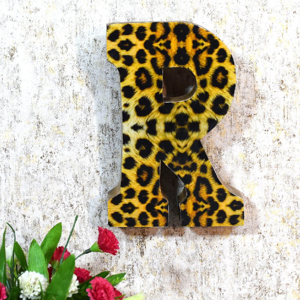 Wild Cheetah Print Mango Wood Letter Block - BBH HOMES LLC