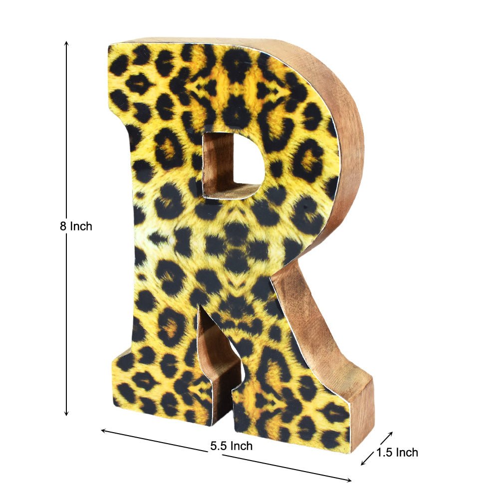 Wild Cheetah Print Mango Wood Letter Block - BBH HOMES LLC
